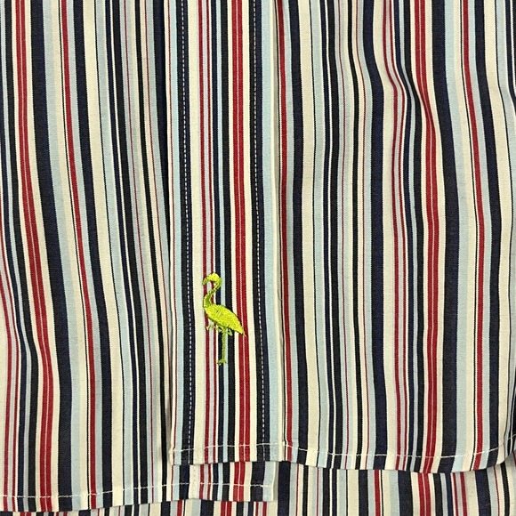 TAILORBYRD MENS LARGE COTTON LONG SLEEVE BUTTON UP BLUE RED WHITE STRIPE SHIRT - Picture 6 of 7